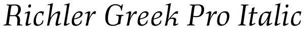 Richler Greek Pro Italic Font