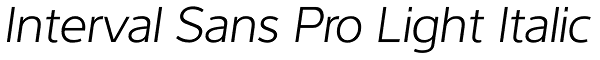 Interval Sans Pro Light Italic Font