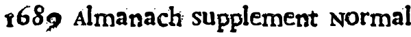 1689 Almanach Supplement Normal Font