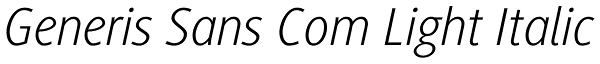 Generis Sans Com Light Italic Font